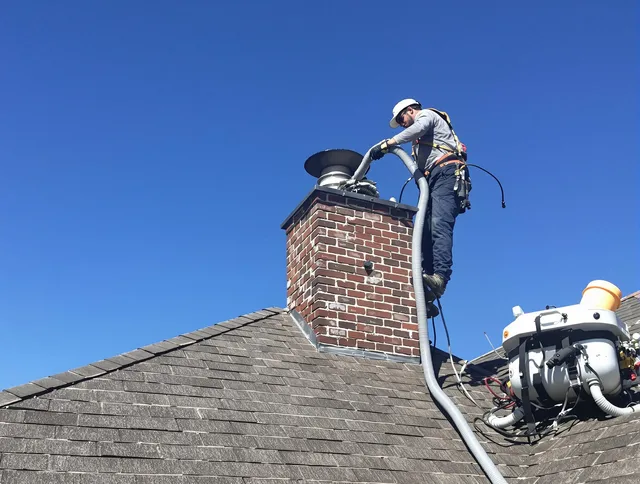 Dedicated North Tustin Chimney Sweep team member cleaning a chimney in North Tustin, CA