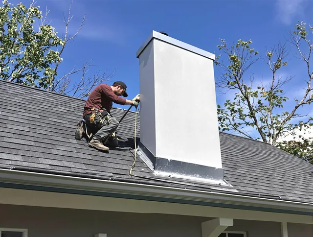 North Tustin Chimney Sweep team member finishing chimney construction in North Tustin, CA
