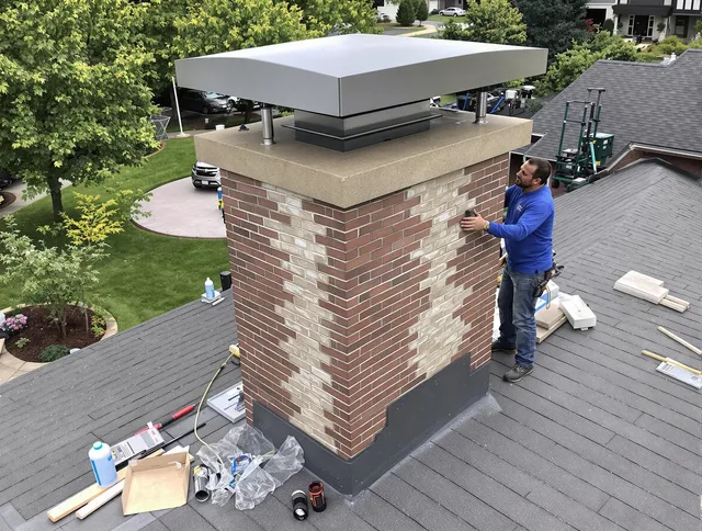 North Tustin Chimney Sweep team working on a custom chimney remodel in North Tustin, CA