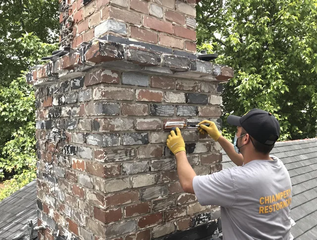 In-progress chimney restoration by North Tustin Chimney Sweep in North Tustin, CA