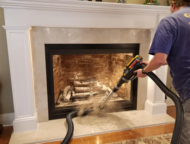 Fireplace cleaning performed by North Tustin Chimney Sweep in North Tustin, CA