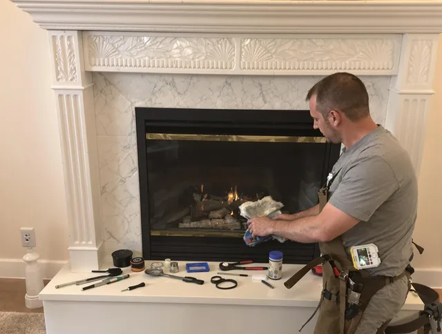 North Tustin Chimney Sweep performing fireplace maintenance in North Tustin, CA